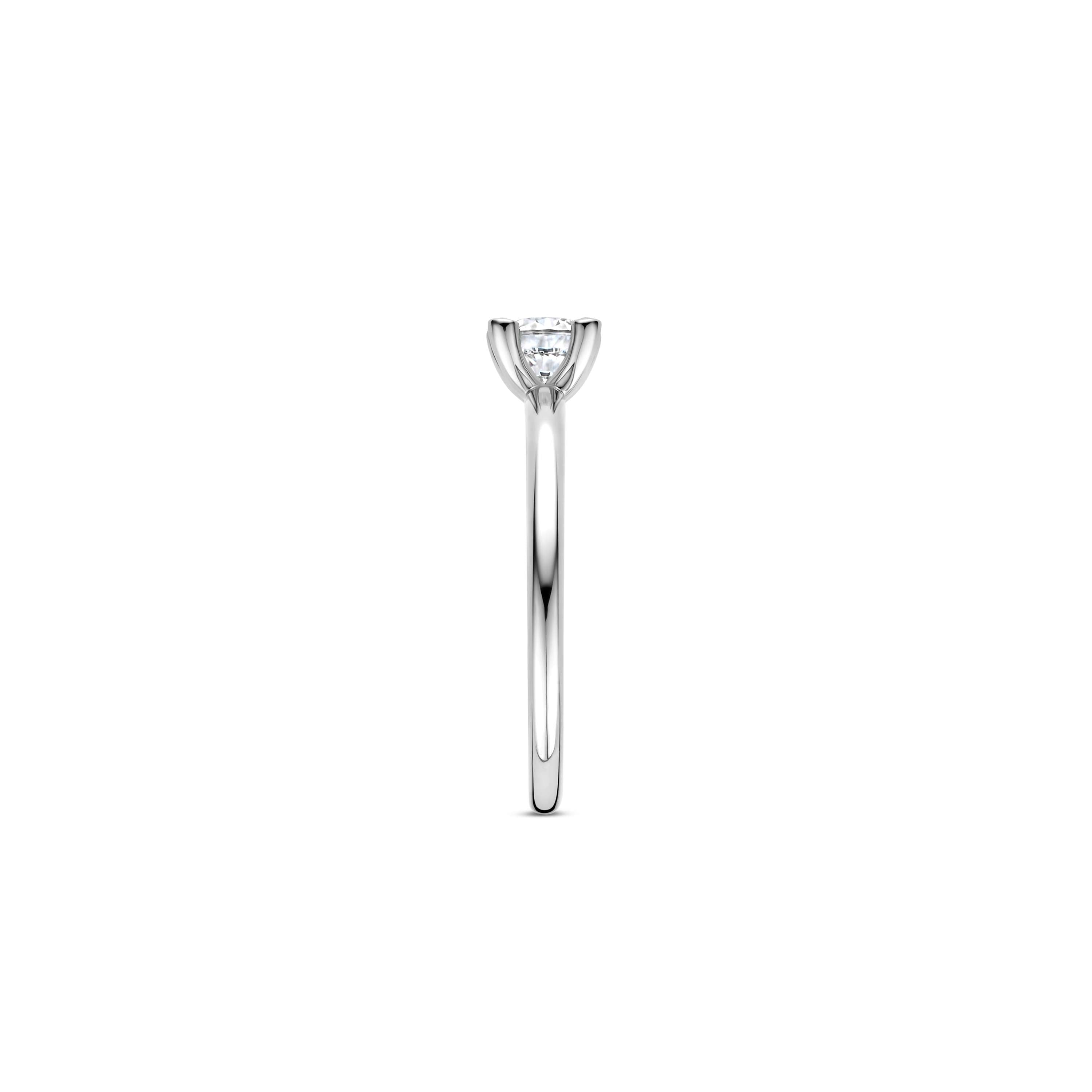 Ti Sento Sterling Silver Round Solitaire Cubic Zirconia Ring (Size 52)
