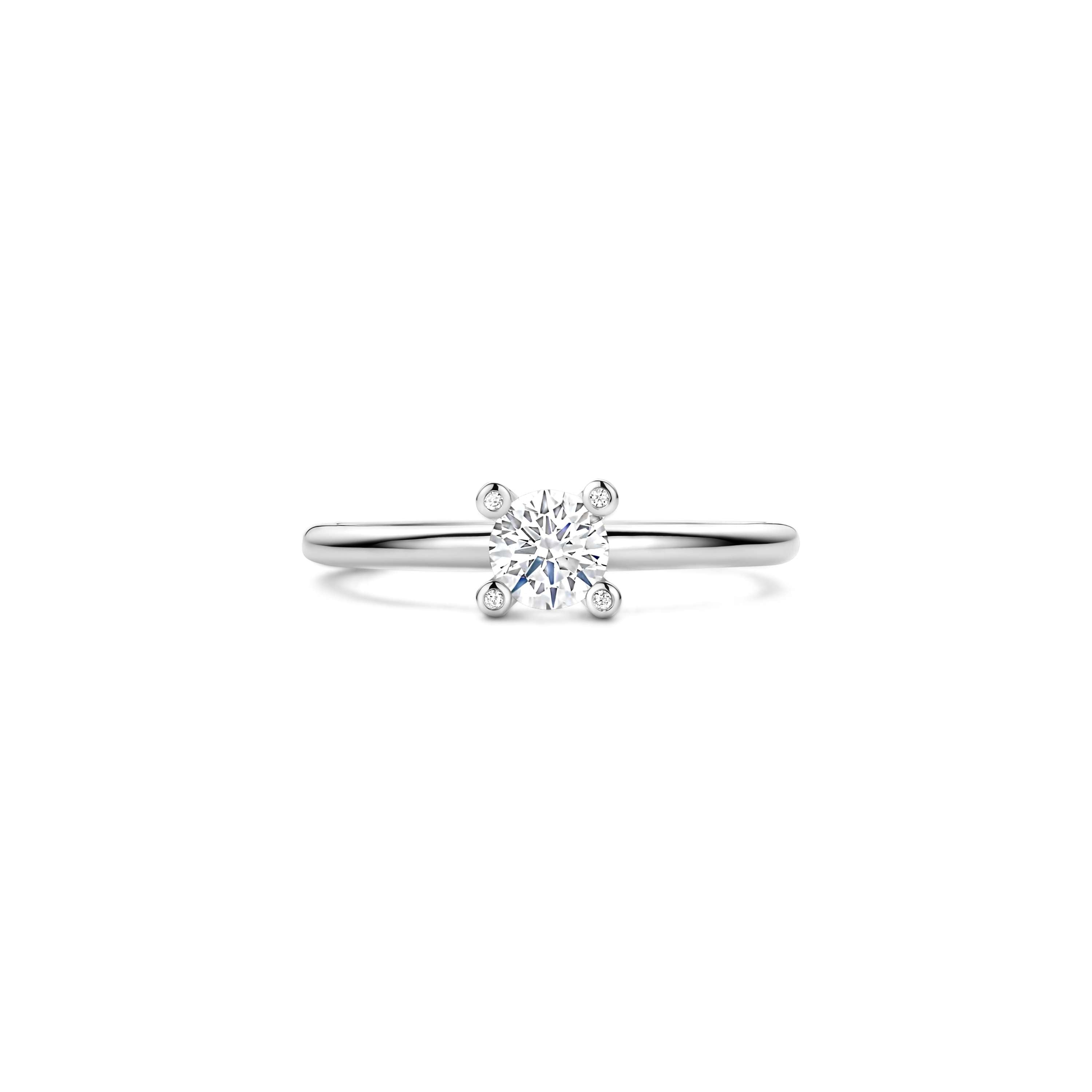Ti Sento Sterling Silver Round Solitaire Cubic Zirconia Ring (Size 52)