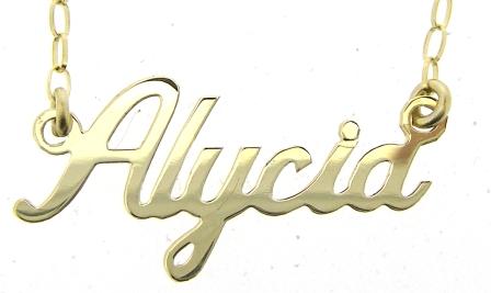 9ct Yellow Gold 'Alycia' Name Pendant