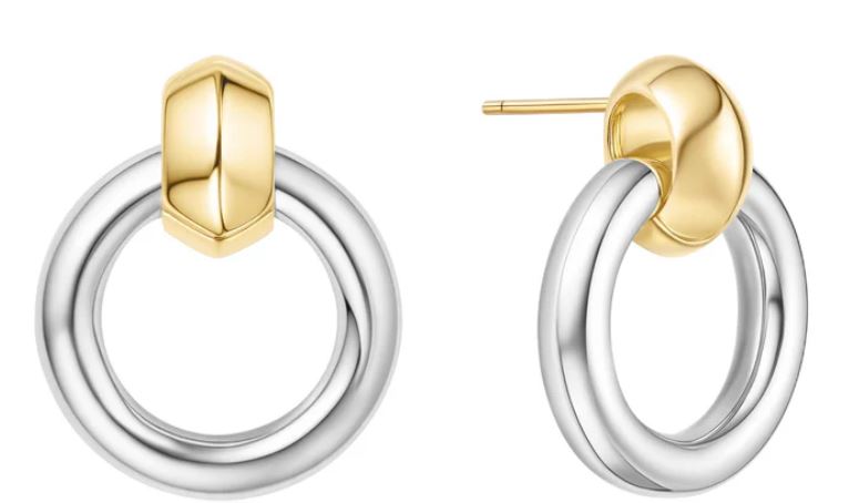 Ania Haie Silver And Yellow Gold Plated Circle Drop Stud Earrings