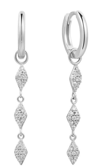 SS CZ Pavé Drop Huggie Ergs
