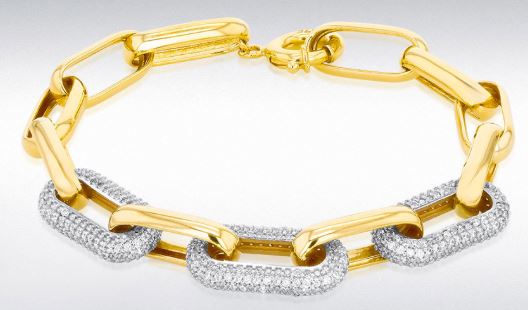 9ct Yellow Gold Cubic Zirconia Paper Link Bracelet