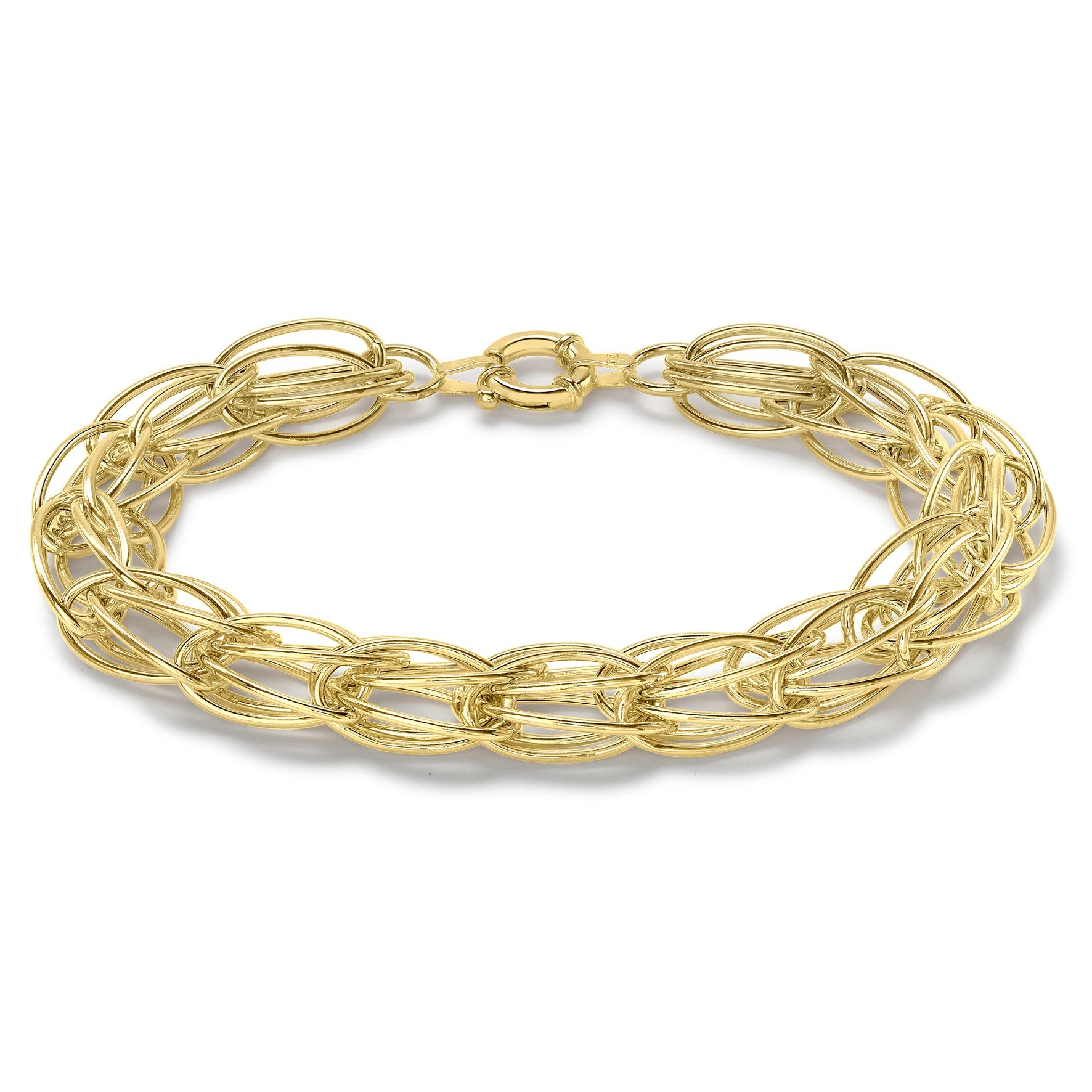 9ct Yellow Gold Oval Cage Bracelet 7.5'