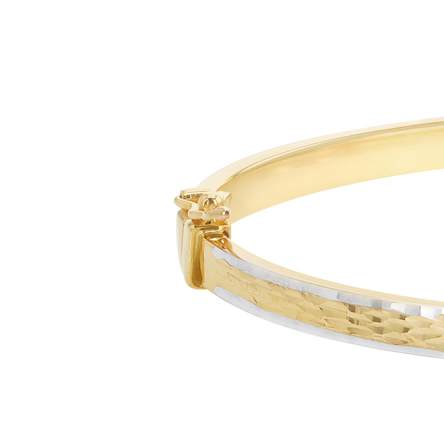 Two-Tone 9ct Gold Diamond Cut Bangle