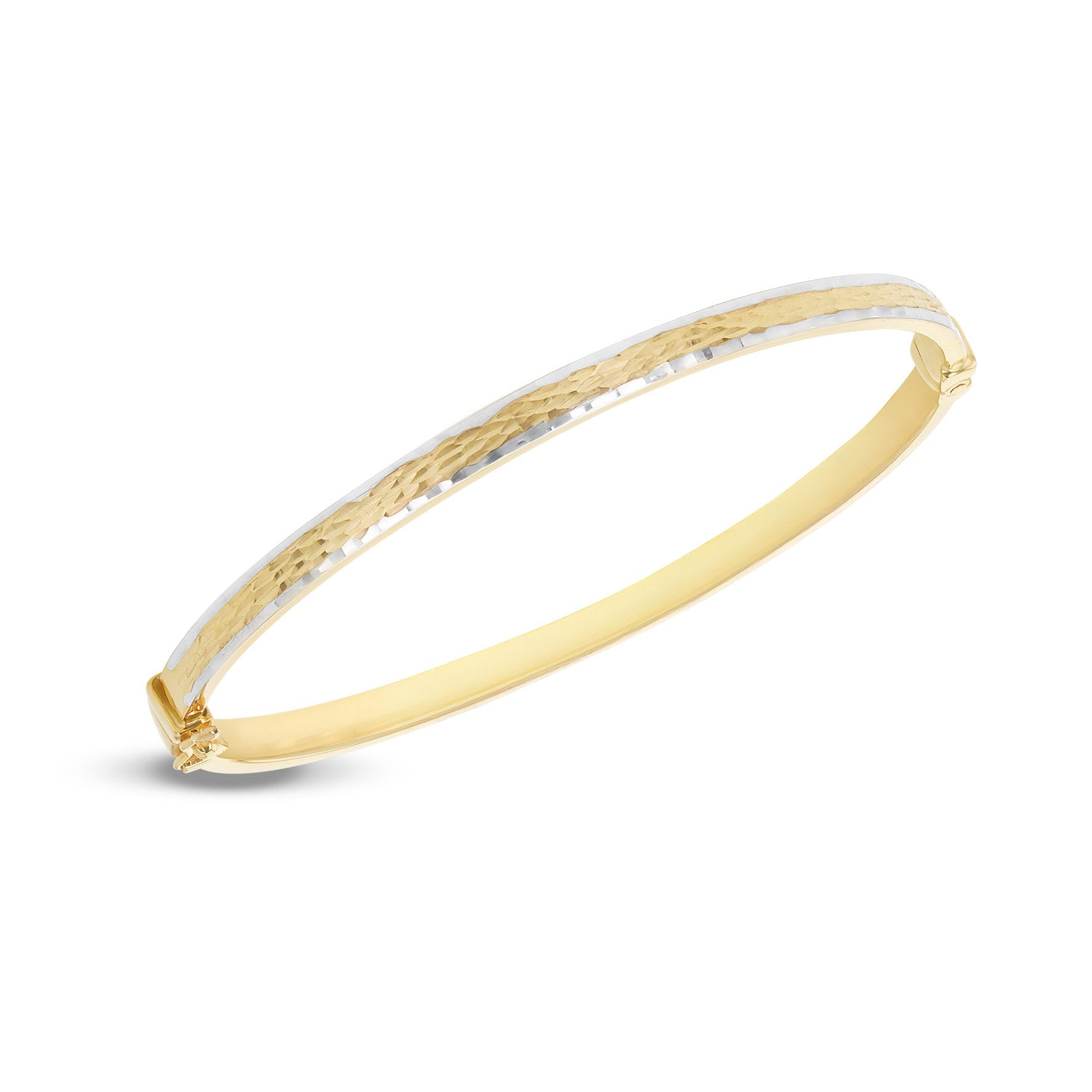 Two-Tone 9ct Gold Diamond Cut Bangle
