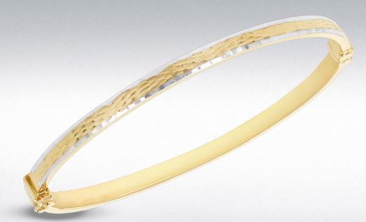Two-Tone 9ct Gold Diamond Cut Bangle Bracelet