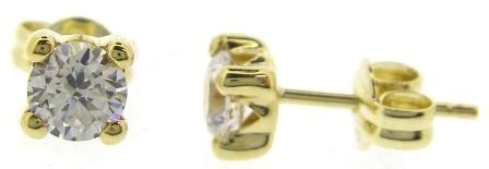 Elegant 9ct Yellow Gold Swirl Cubic Zirconia Stud Earrings
