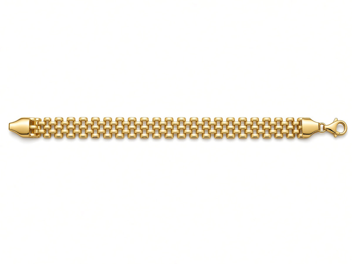 9ct Yellow Gold Panther Link Bracelet 19cm