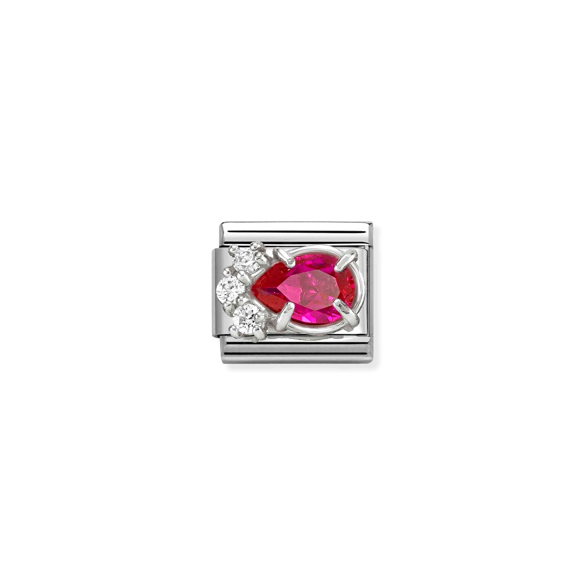 Nomination Composable Classic Red & White CZ Drop Link
