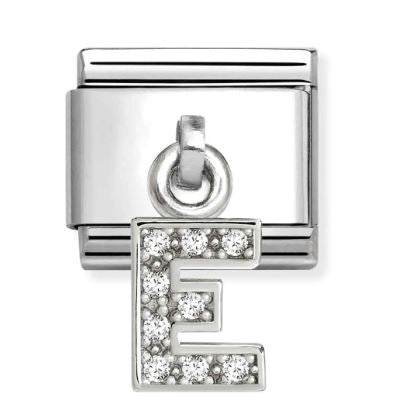 Nomination Composable Classic Letter E Charm - Stainless Steel with Cubic Zirconia