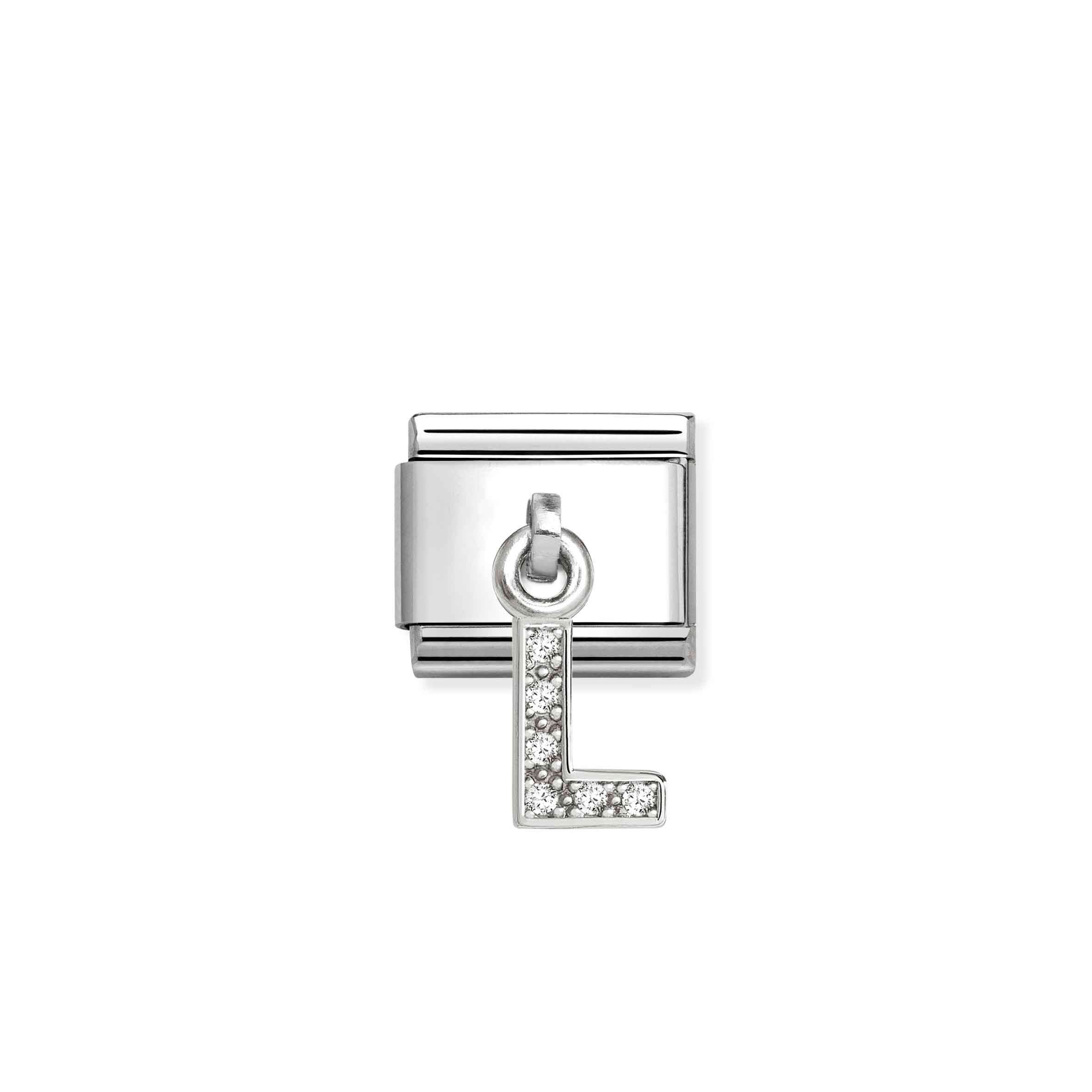 Nomination Composable Classic Letter L Charm - Stainless Steel with Cubic Zirconia
