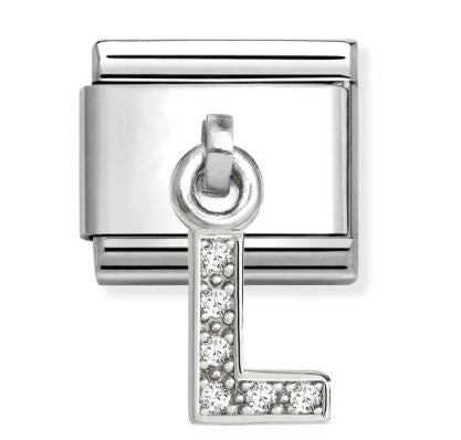 Nomination Composable Classic Letter L Charm - Stainless Steel with Cubic Zirconia