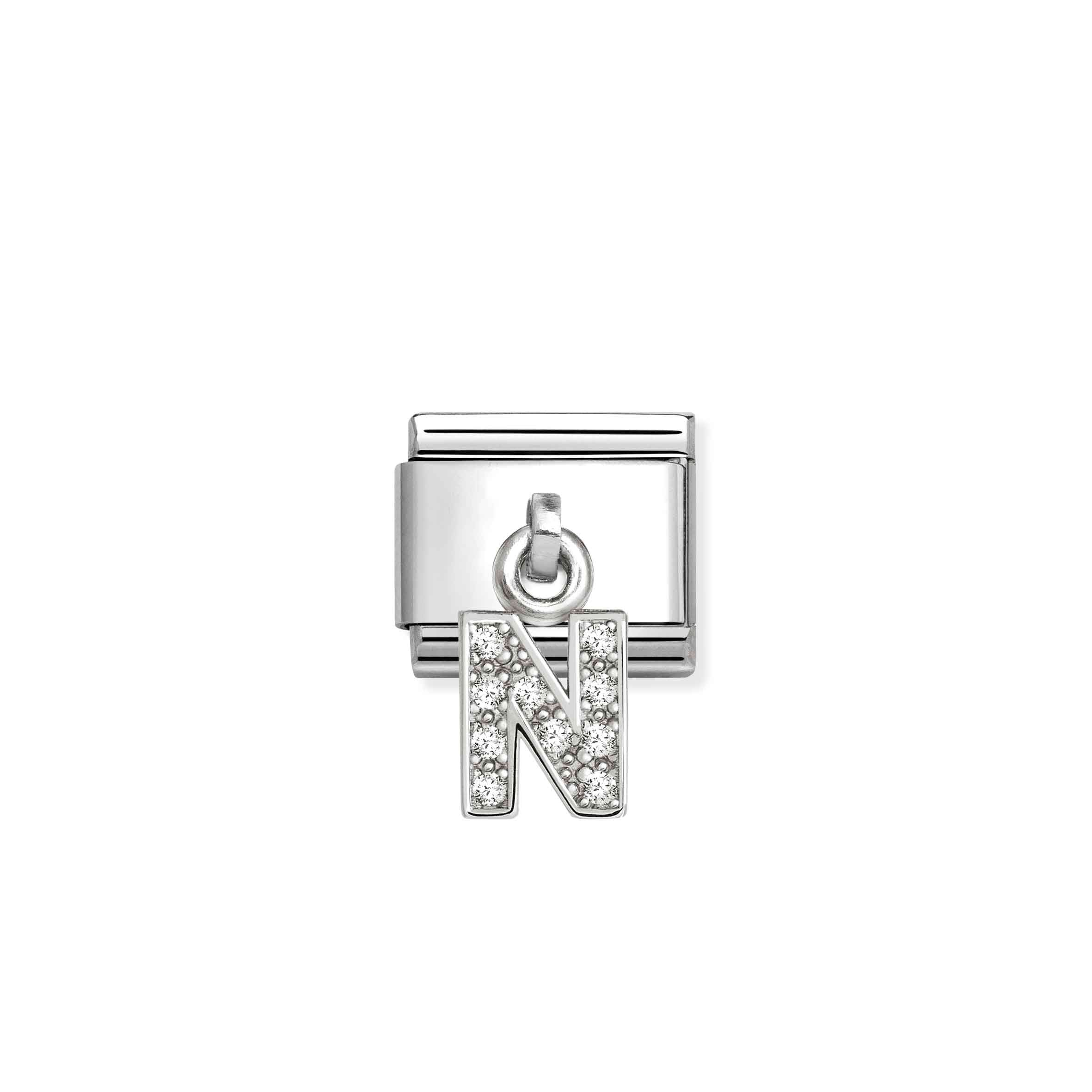 Nomination Composable Classic Letter N Charm - Stainless Steel with Cubic Zirconia