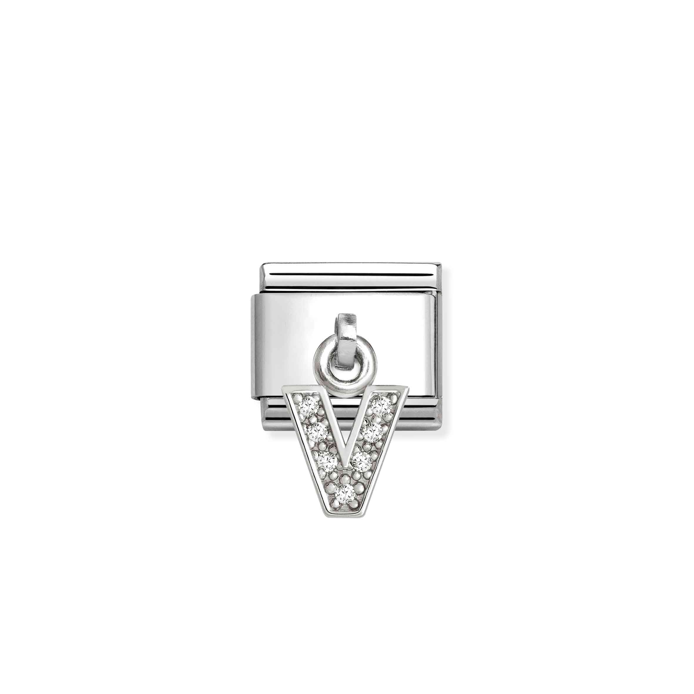 Nomination Composable Classic Letter 'V' Cubic Zirconia Charm
