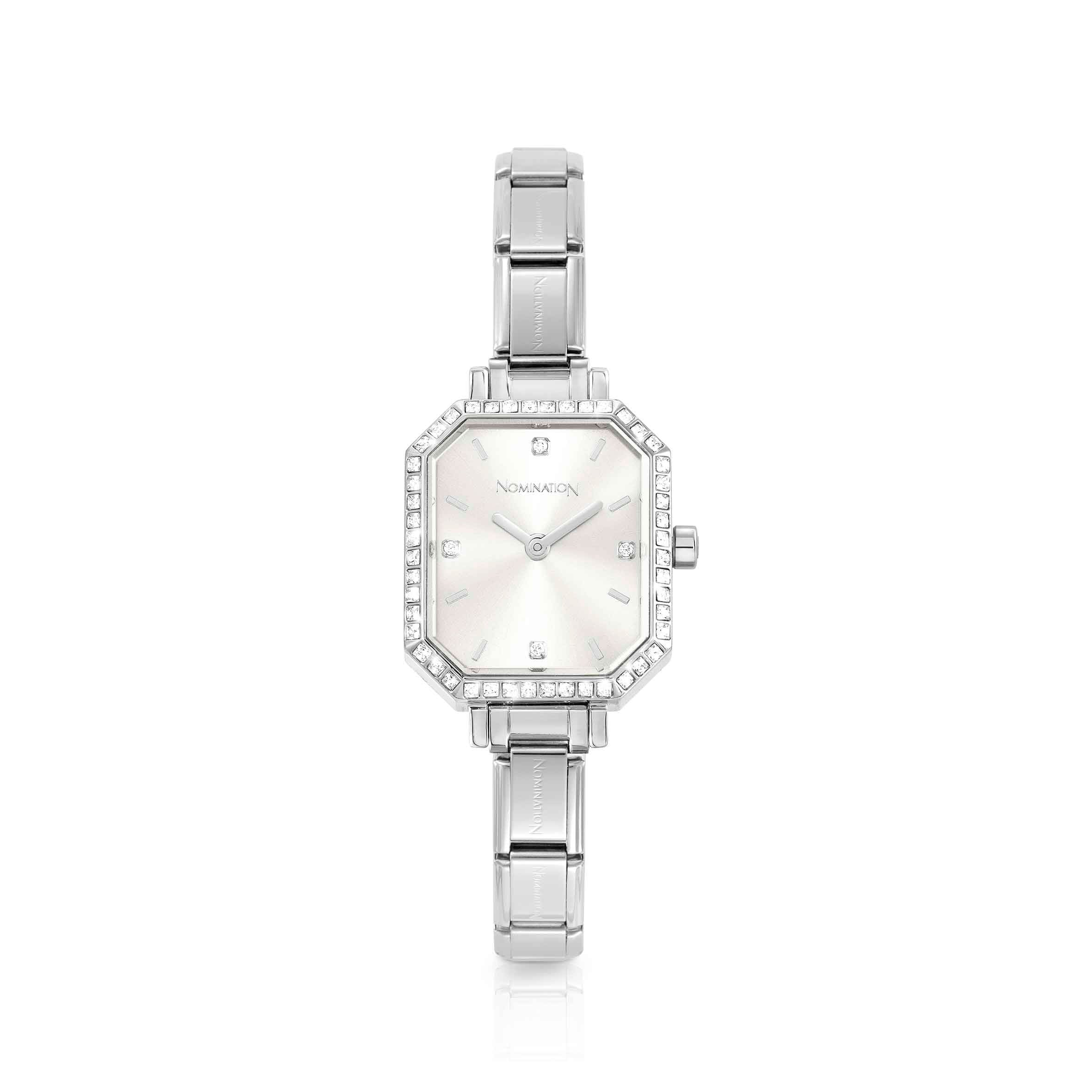 Nomination Paris Rectangular Cubic Zirconia Steel Watch