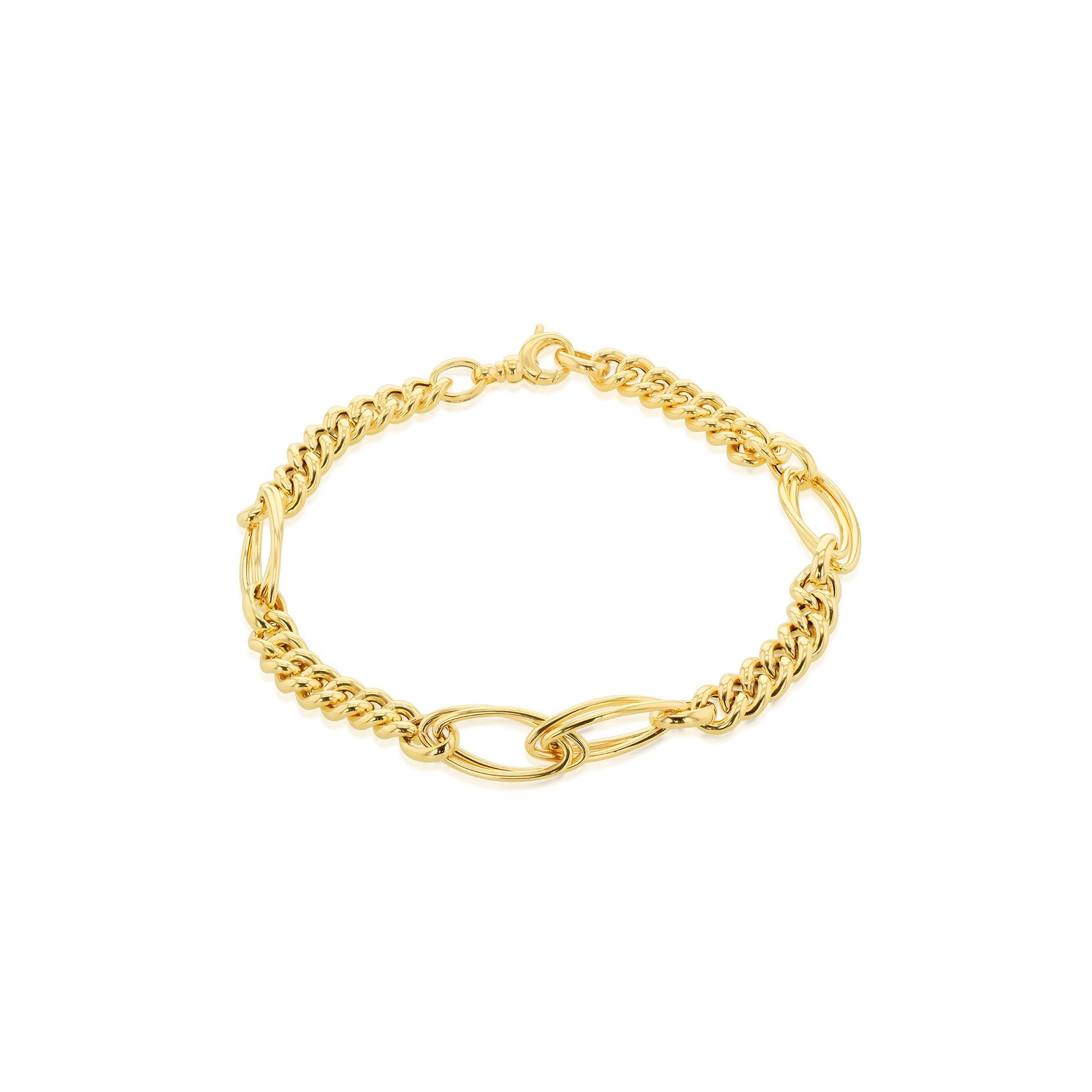 9ct Yellow Gold Fancy Curb Double Oval Link Bracelet 8'