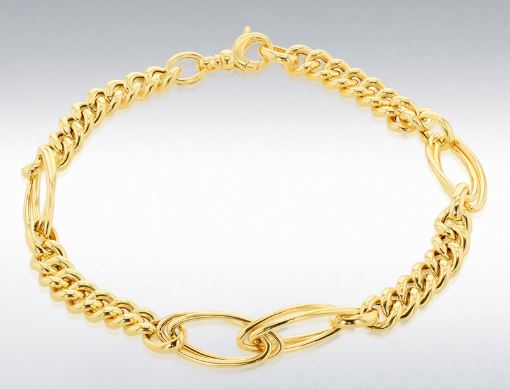 9ct Yellow Gold Fancy Curb Double Oval Link Bracelet