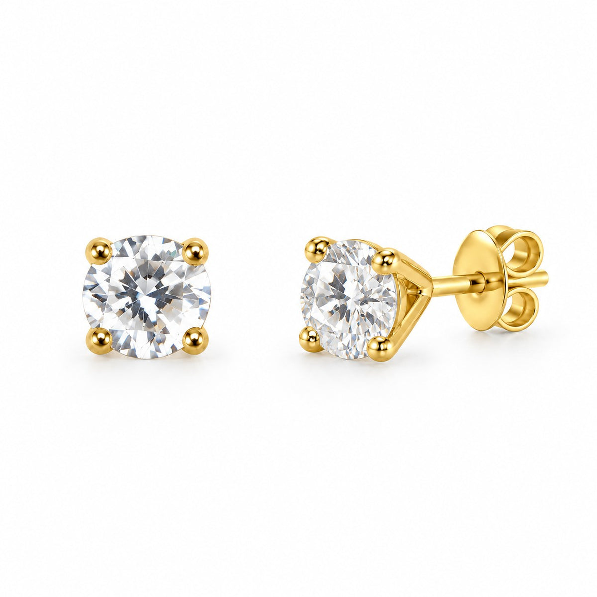 9ct Yellow Gold Cubic Zirconia Stud Earrings 4mm