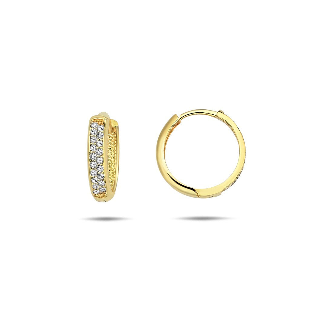 9ct Yellow Gold Cubic Zirconia Hoop Earrings 12mm