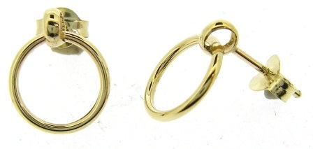 9ct Yellow Gold Circle Drop Stud Earrings