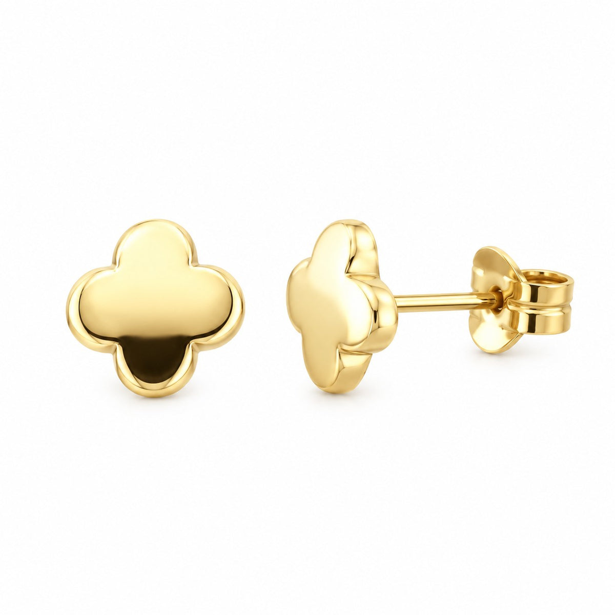9ct Yellow Gold Clover Stud Earrings