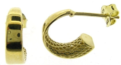 9ct Yellow Gold Tapered Half Hoop Earrings