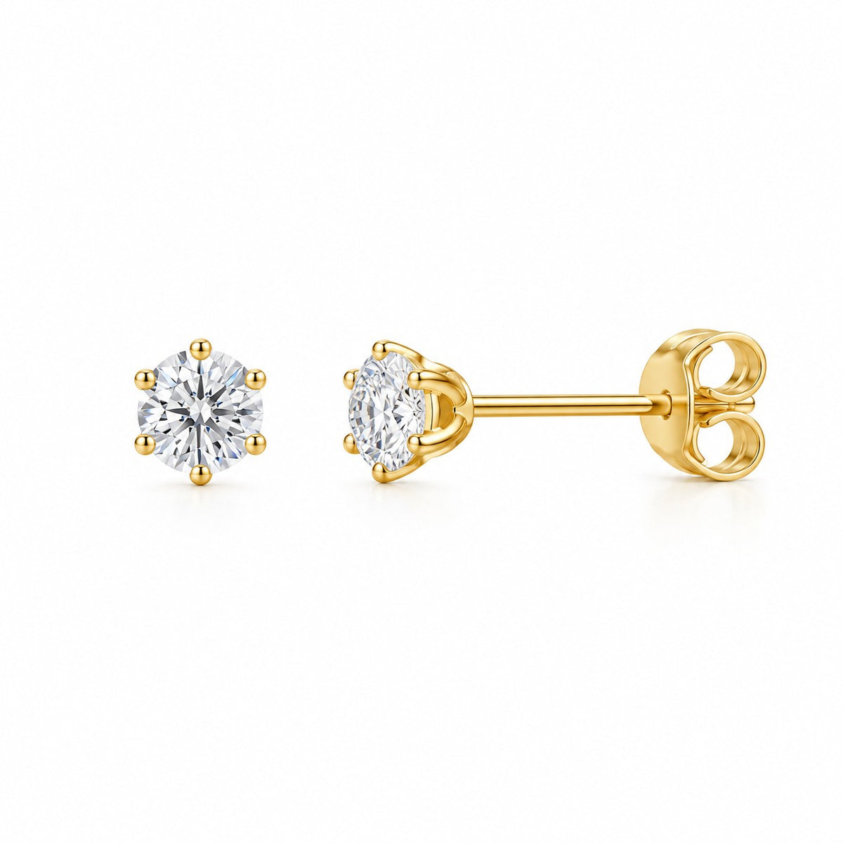 9ct Yellow Gold Cubic Zirconia Stud Earrings 4mm