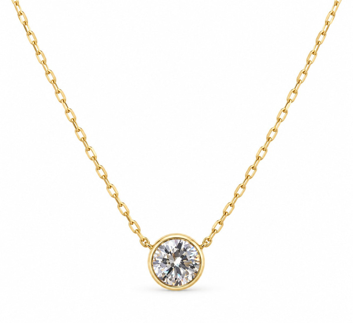 9ct Yellow Gold CZ Rubover Set Necklace
