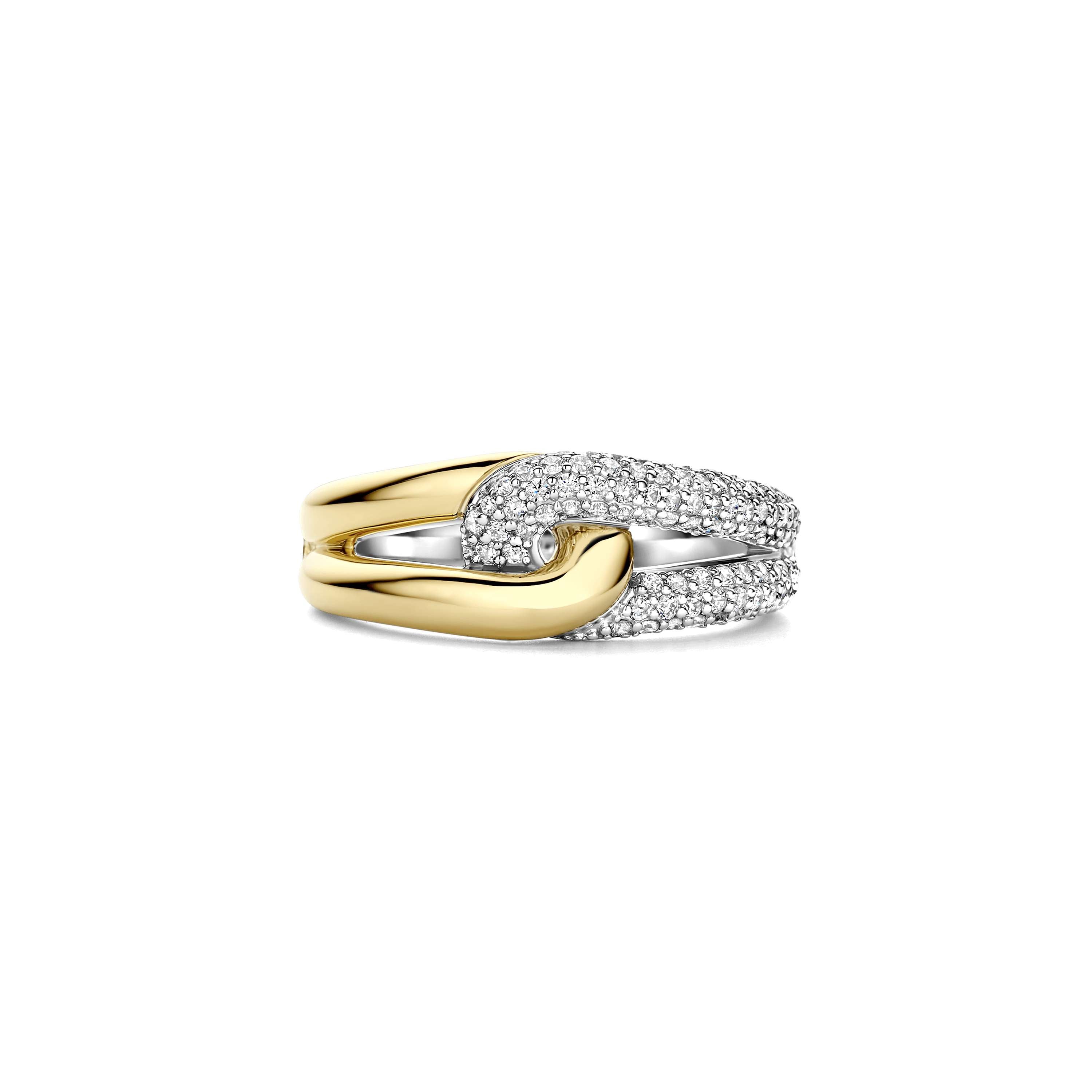 Ti Sento Sterling Silver & Yellow Gold Plated Cubic Zirconia Knot Ring (Size 52)