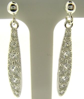 Sterling Silver CZ Long Drop Earrings