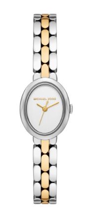 Michael Kors Womens Mini Maude Two Tone White 21 mm Watch Bracelet