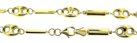 9ct Yellow Gold Bar And Gucci Link Necklace
