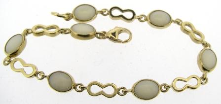 Vintage 9ct Yellow Gold 7 Stone Synthetic Opal Bracelet 7.5'