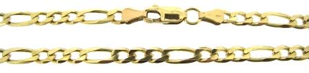 Vintage 9ct Yellow Gold 1x3 Figaro Link Chain 25'