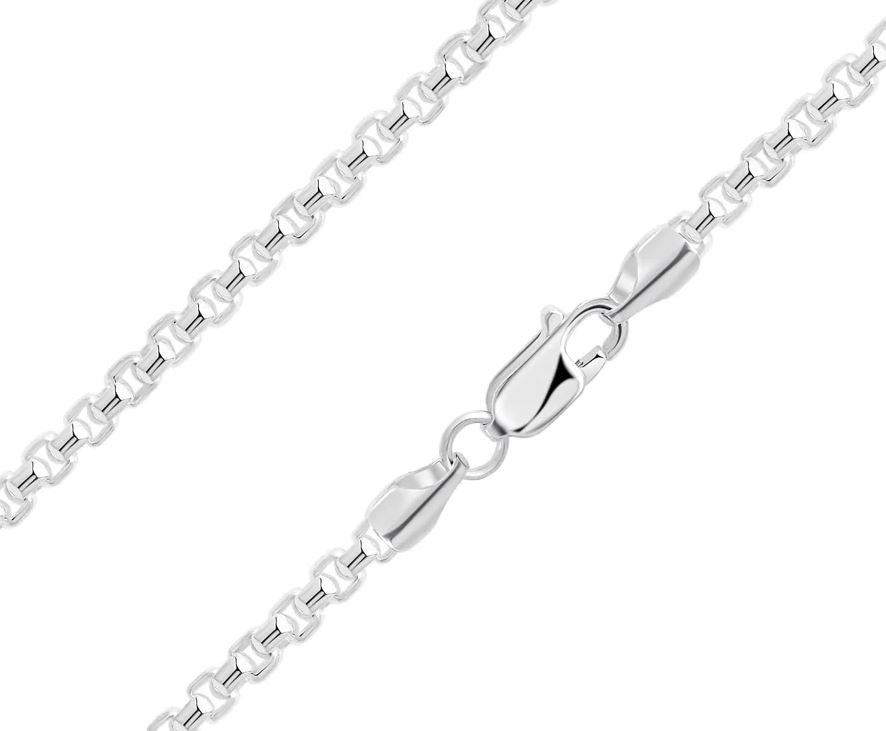 Sterling Silver Rounded Box Belcher Chain,20 inches Charm Necklace