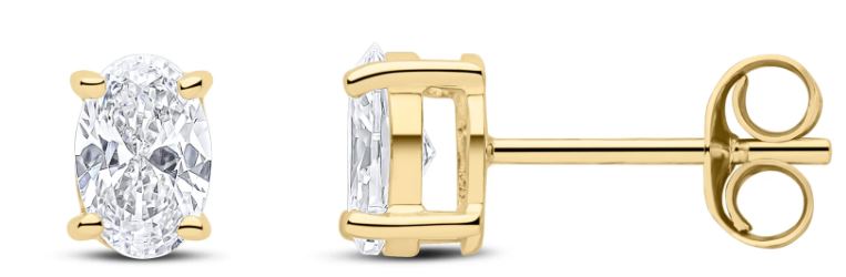 Elegant 9ct Yellow Gold CZ Stud Earrings