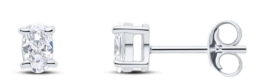 9ct White Gold Oval Cubic Zirconia Stud Earrings