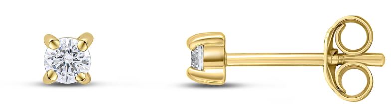 Elegant 9ct Yellow Gold Four Claw Oval CZ Stud Earrings