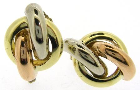 Vintage 9ct Yellow, White And Rose Gold Stud Earrings