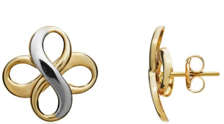 9ct Two-Tone Gold Double Infinity Stud Earrings