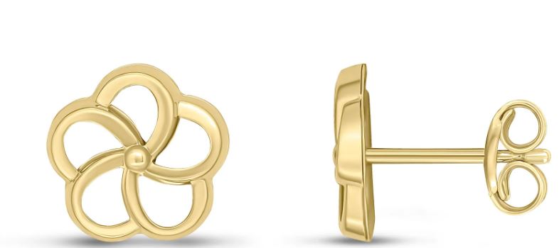 9ct Yellow Gold Cubic Zirconia Curved Arm Earrings