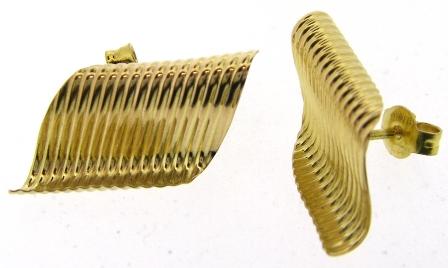 Vintage 9ct Yellow Gold Wave Stud Earrings