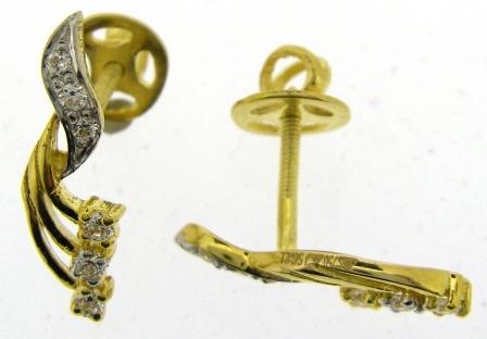 Vintage 18ct Yellow Gold Cubic Zirconia Earrings With Screw Backs
