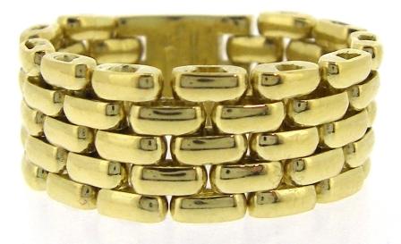 Vintage 18ct Yellow Gold Brick Chain Link Ring
