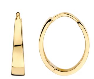 Blush 14ct Yellow Gold Tapered Oval Hoop Earrings 12mm