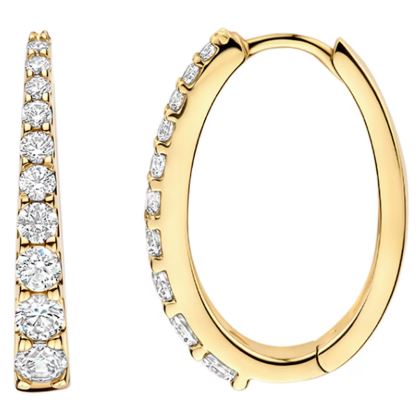 Blush 14ct Yellow Gold CZ Oval Hoop Earrings 20mm