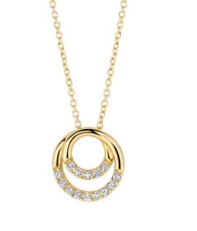 Blush 14ct Yellow Gold CZ Double Circle Necklace 42cm