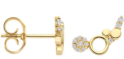 Blush 14ct Yellow Gold CZ Climber Stud Earrings
