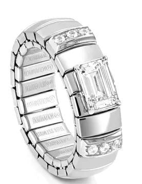 Nomination Baguette Cubic Zirconia Stretch Ring - Stainless Steel