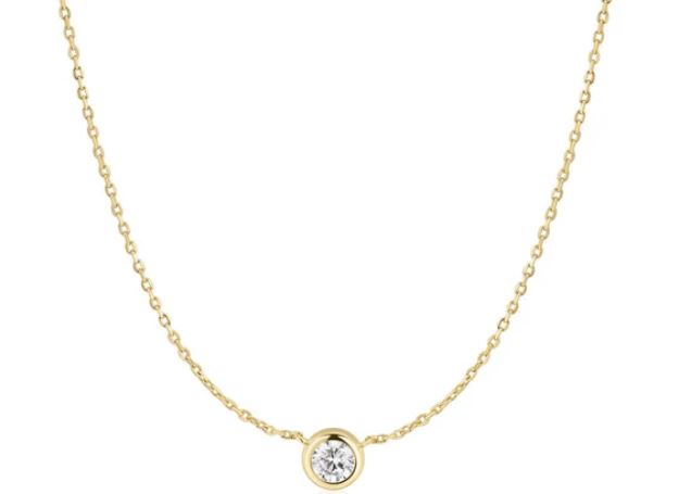 Ania Haie Gold Plated Cubic Zirconia Bezel Set Solitaire Necklace